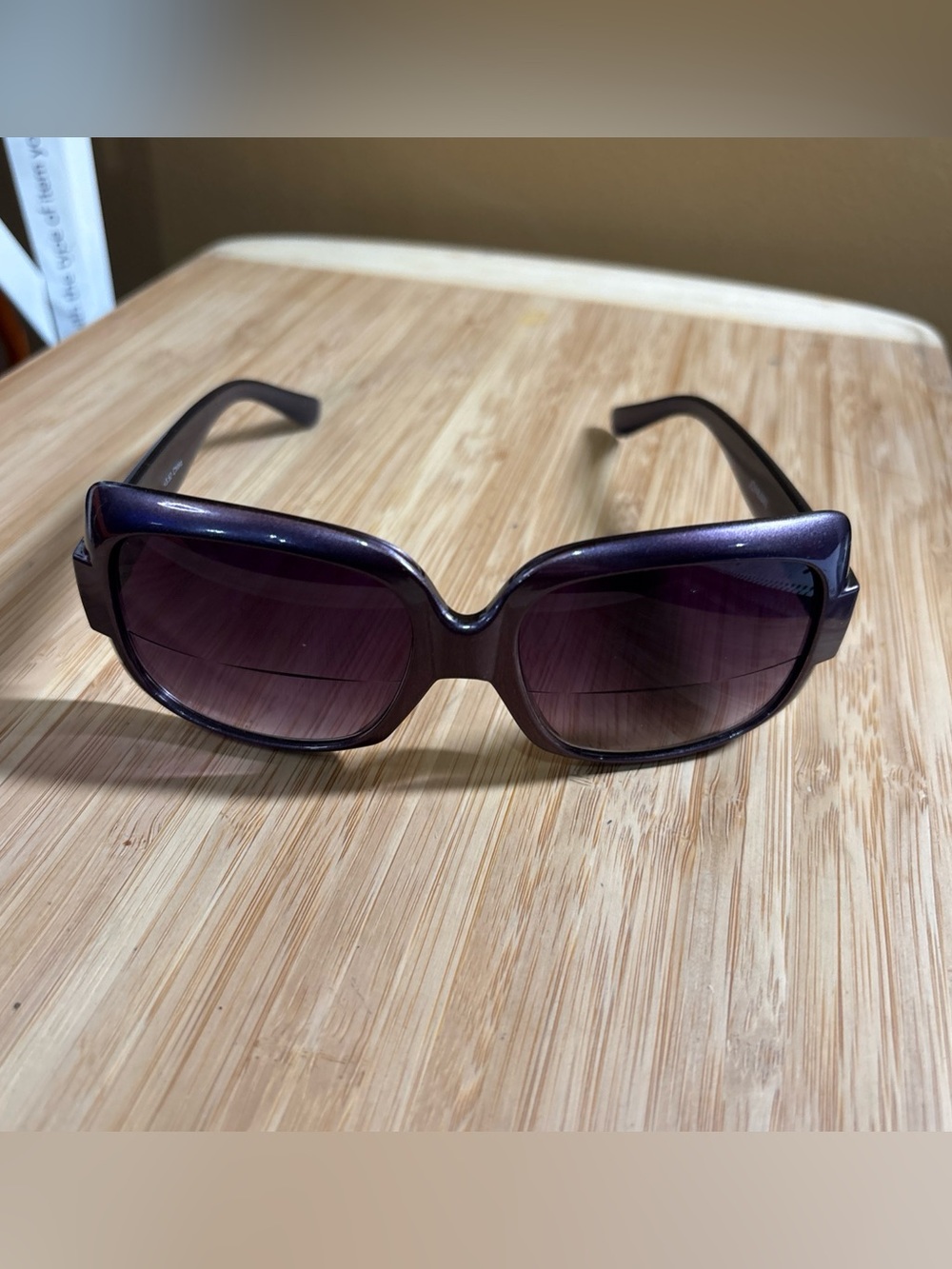 Joy Iman +3.50. Bold Thick Frame Rectangle Purple Sunglasses